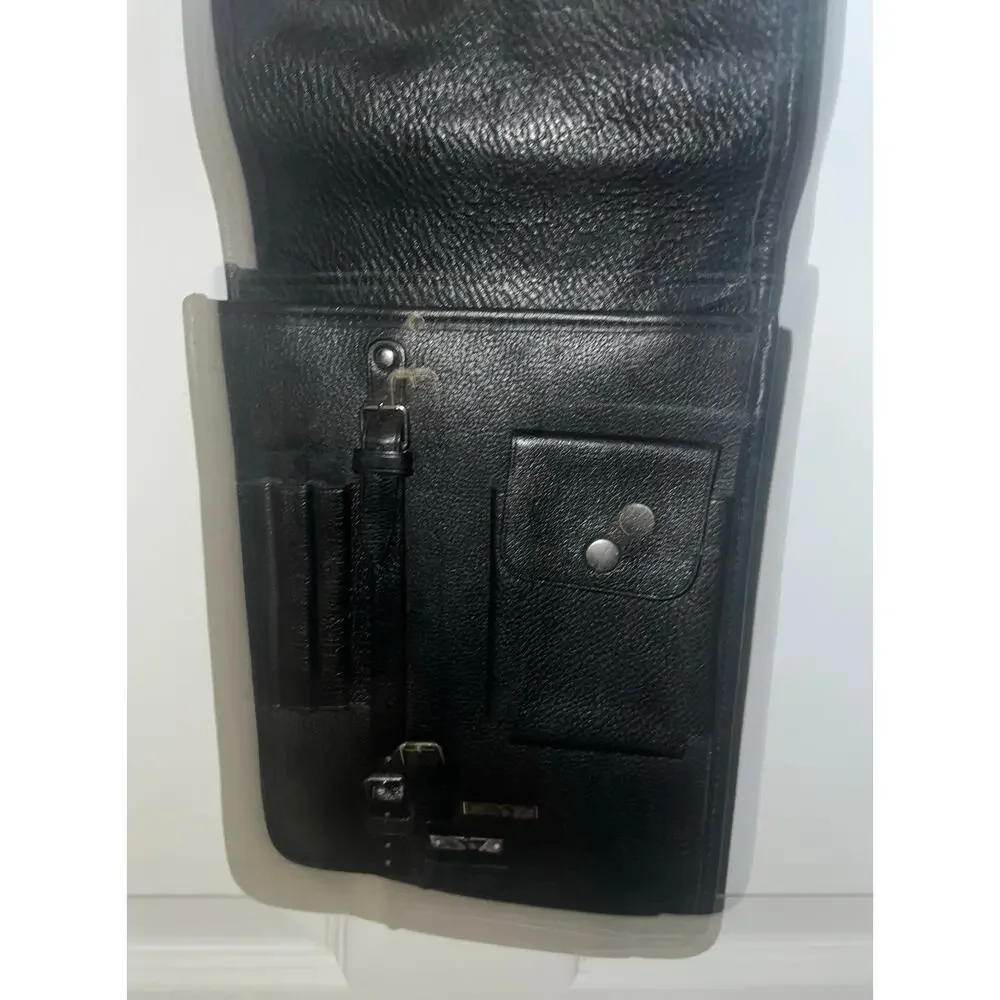 Kenneth Cole Vintage Crossbody Bag Black Leather Pocket Organizer Work Career